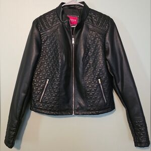GUESS Black Faux Leather XL Quilted Women's Jacket
